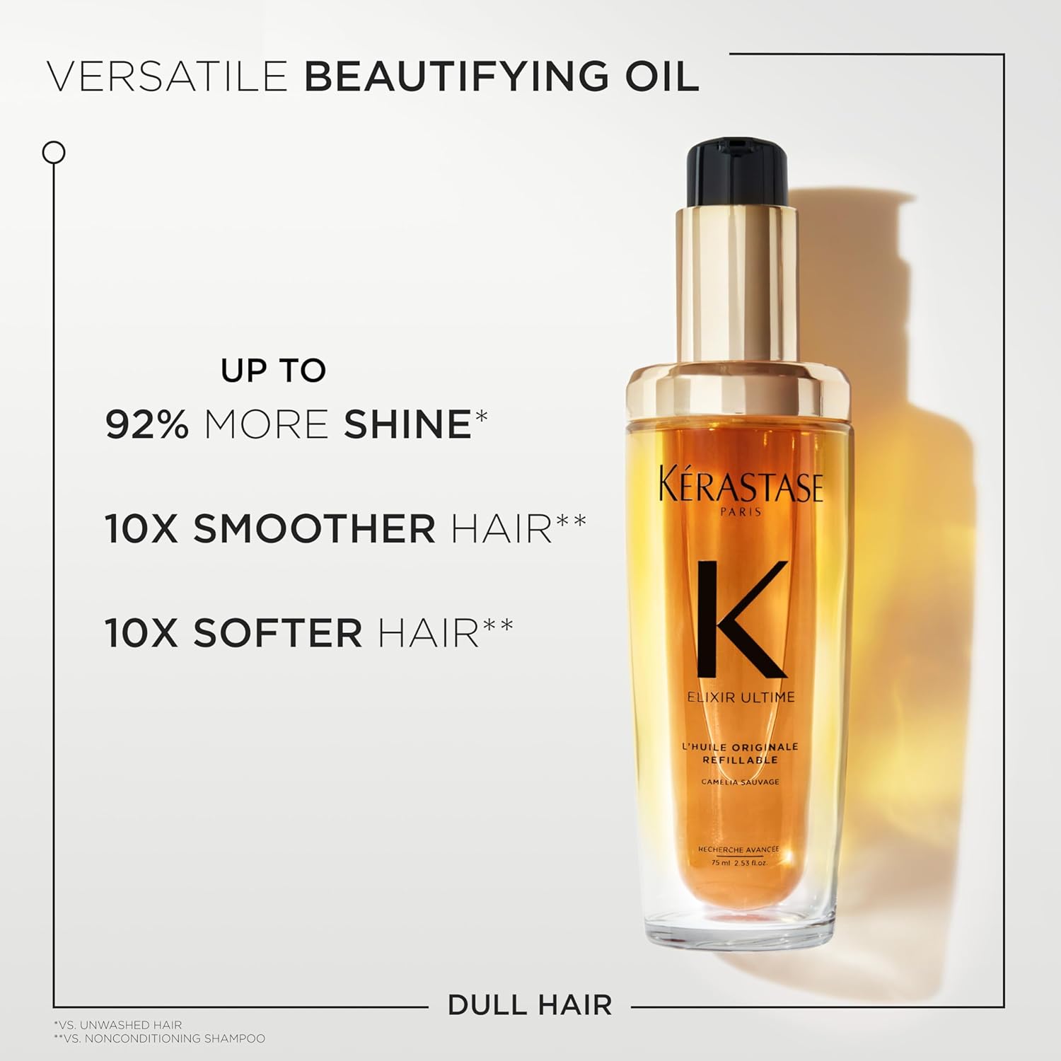 KERASTASE NEW Elixir Ultime L'Huile Original Hair Oil | Hydrating Oil Serum to Smooth Frizz and Add Shine | With Wild Camellia | Strengthens and Provides Heat Protection | All Hair Types